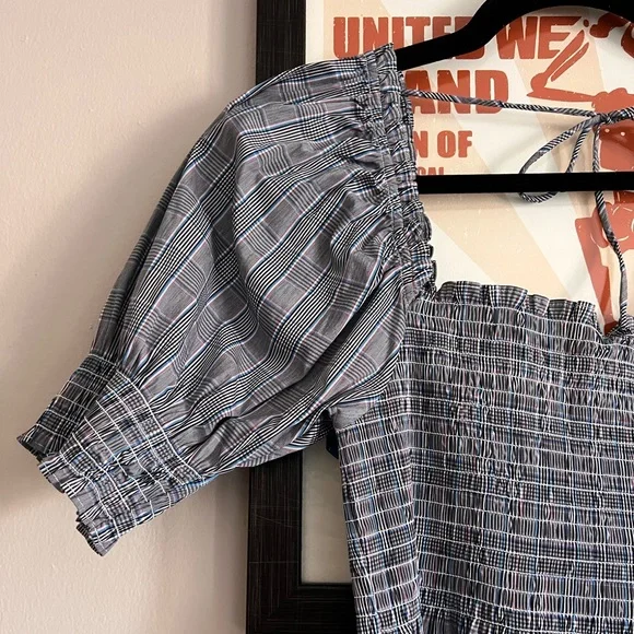 Hill House Athena Puff Sleeve Dress, Tai Check Medium - Picture 2 of 5